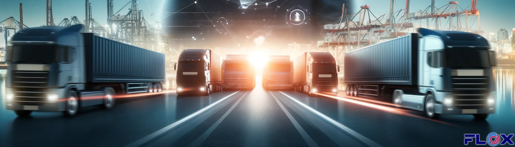 Digital A to A logistics network with lorry and data visualisation overlay