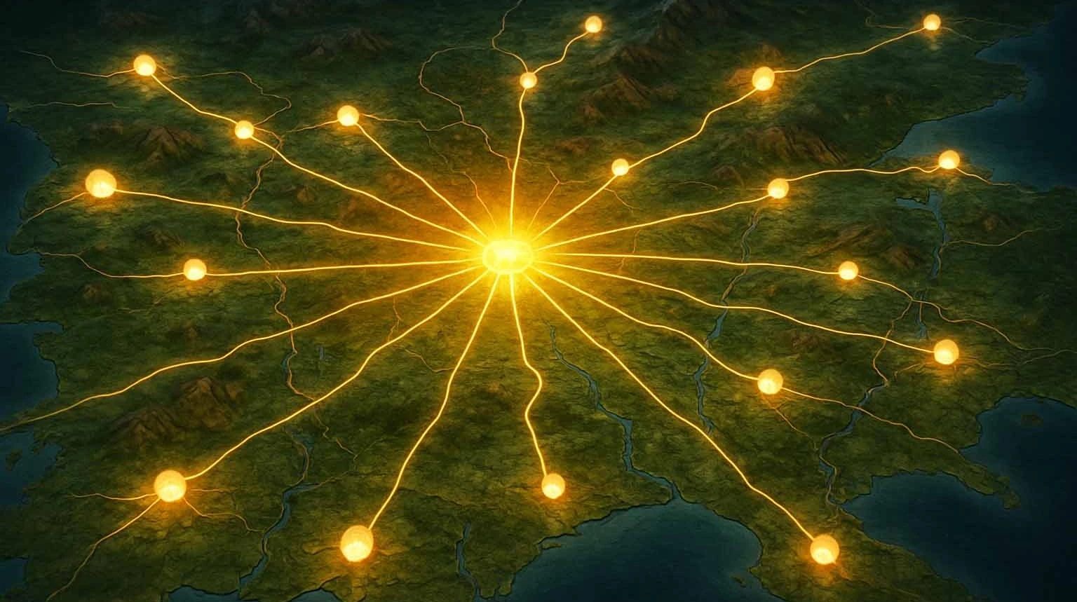 UK warehouse hub and spoke distribution network diagram