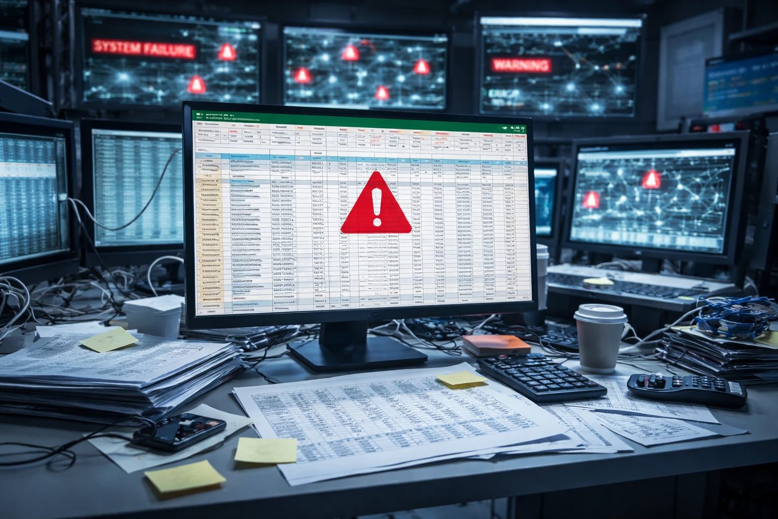 Infographic showing the key risks of using spreadsheets in supply chain management