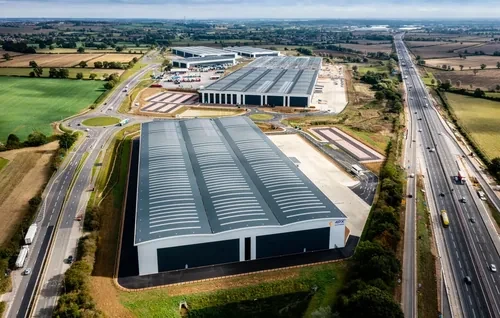 SEGRO Logistics Park Northampton  -  a 600-acre development with Strategic Rail Freight Interchange at M1 Junction 15